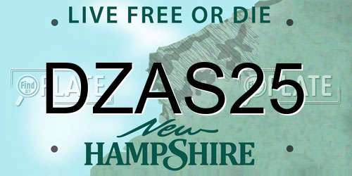 DZAS25 New Hampshire License Plate