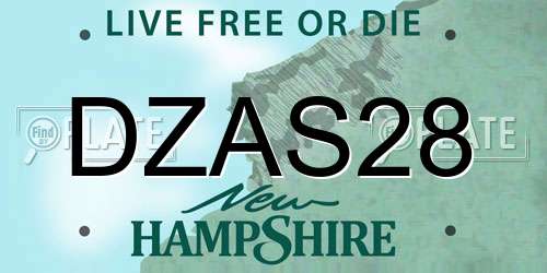 DZAS28 New Hampshire License Plate