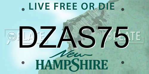 DZAS75 New Hampshire License Plate