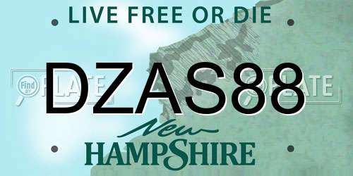 DZAS88 New Hampshire License Plate