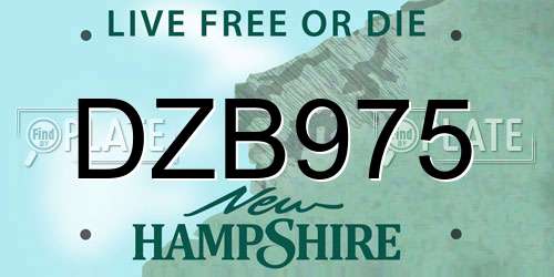 DZB975 New Hampshire License Plate