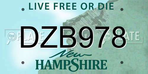 DZB978 New Hampshire License Plate
