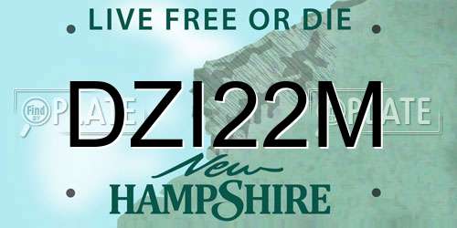 DZI22M New Hampshire License Plate