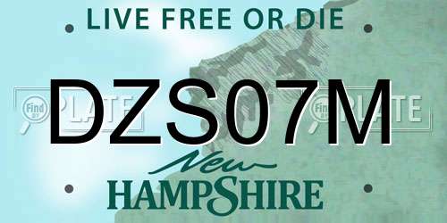 DZS07M New Hampshire License Plate