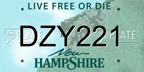 DZY221 New Hampshire License Plate