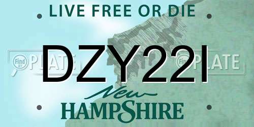 DZY22I New Hampshire License Plate