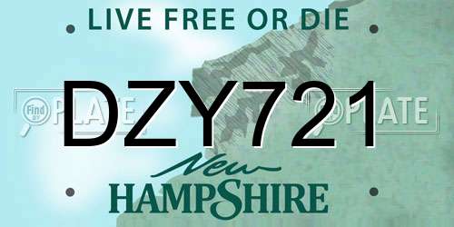 DZY721 New Hampshire License Plate