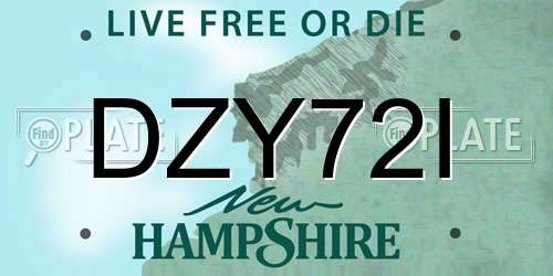 DZY72I New Hampshire License Plate