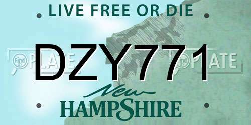 DZY771 New Hampshire License Plate