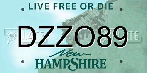 DZZO89 New Hampshire License Plate
