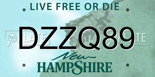 DZZQ89 New Hampshire License Plate