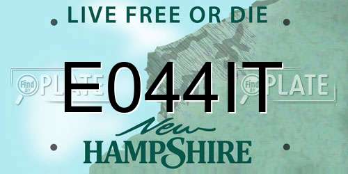 E044IT New Hampshire License Plate