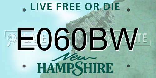 E060BW New Hampshire License Plate