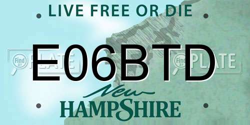E06BTD New Hampshire License Plate
