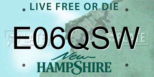 E06QSW New Hampshire License Plate