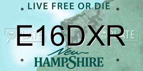 E16DXR New Hampshire License Plate