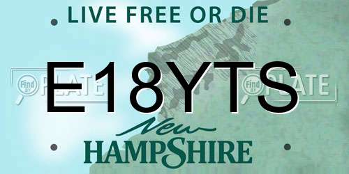 E18YTS New Hampshire License Plate