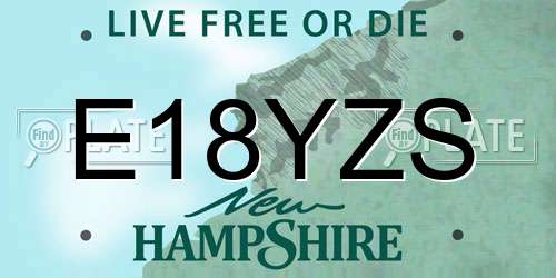 E18YZS New Hampshire License Plate