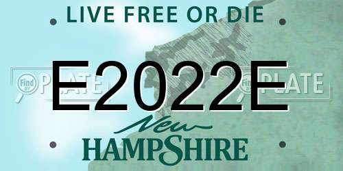 E2022E New Hampshire License Plate