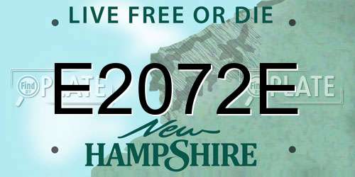E2072E New Hampshire License Plate