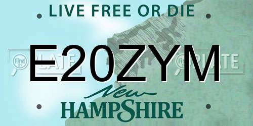 E20ZYM New Hampshire License Plate