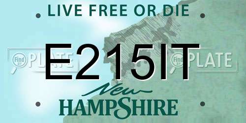 E215IT New Hampshire License Plate