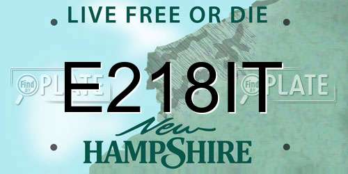 E218IT New Hampshire License Plate