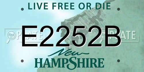 E2252B New Hampshire License Plate