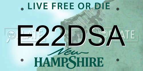 E22DSA New Hampshire License Plate