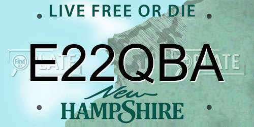 E22QBA New Hampshire License Plate