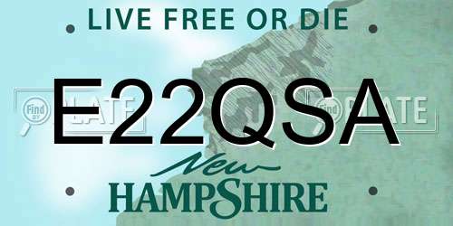 E22QSA New Hampshire License Plate