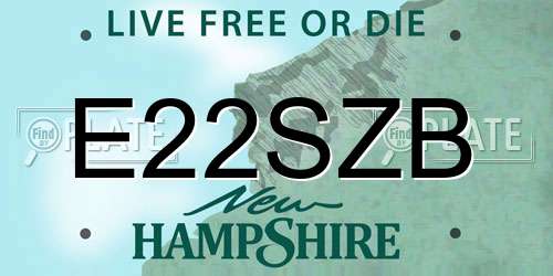 E22SZB New Hampshire License Plate