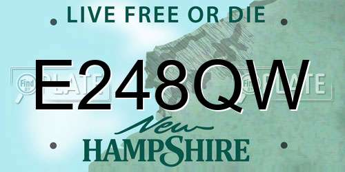 E248QW New Hampshire License Plate