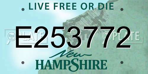 E253772 New Hampshire License Plate
