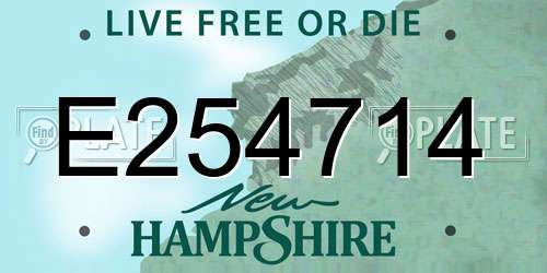 E254714 New Hampshire License Plate