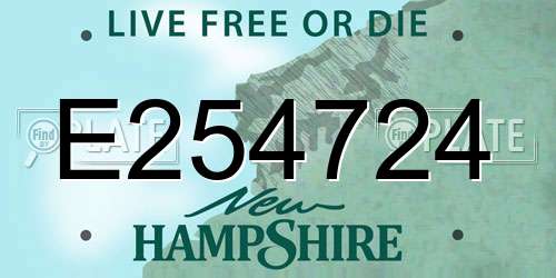 E254724 New Hampshire License Plate