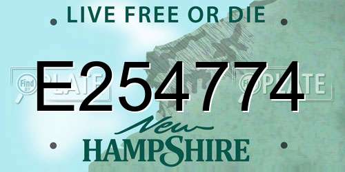 E254774 New Hampshire License Plate