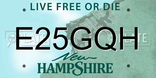 E25GQH New Hampshire License Plate