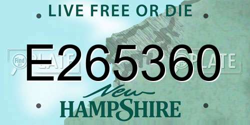 E265360 New Hampshire License Plate
