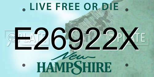 E26922X New Hampshire License Plate