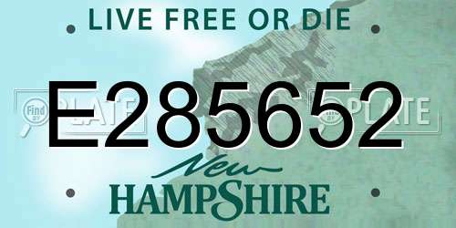 E285652 New Hampshire License Plate