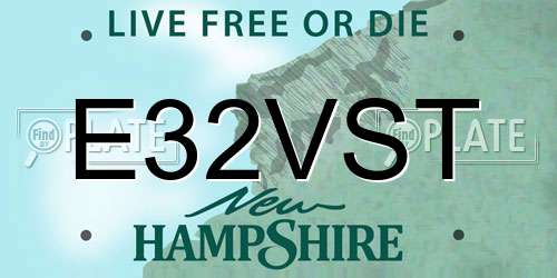 E32VST New Hampshire License Plate