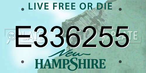 E336255 New Hampshire License Plate