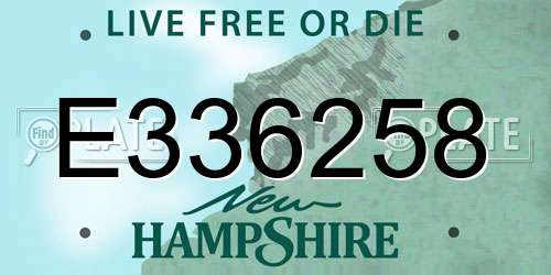 E336258 New Hampshire License Plate