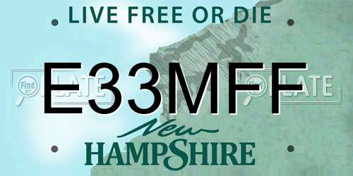 E33MFF New Hampshire License Plate