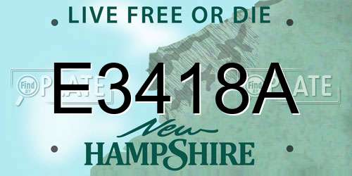 E3418A New Hampshire License Plate