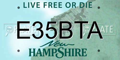 E35BTA New Hampshire License Plate