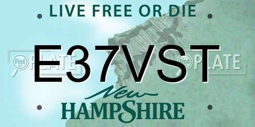 E37VST New Hampshire License Plate