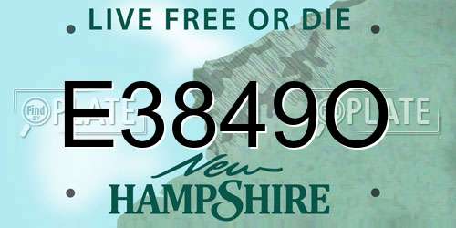 E3849O New Hampshire License Plate