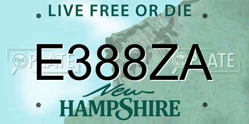 E388ZA New Hampshire License Plate